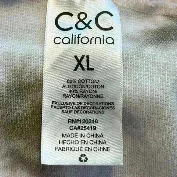 C & C California Top / Sweatshirt Women’s XL White / Tan - Picture 4 of 7